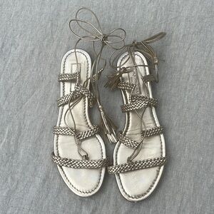 Aquazzura gold leather braided gladiator sandals